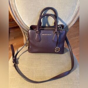 Michael Kors Camille Small Pebbled Leather Satchel Deep Burgundy PRISTINE